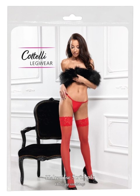 Cottelli LEGWEAR Pończochy Czerwone z Koronką 20 den Oeko-Tex