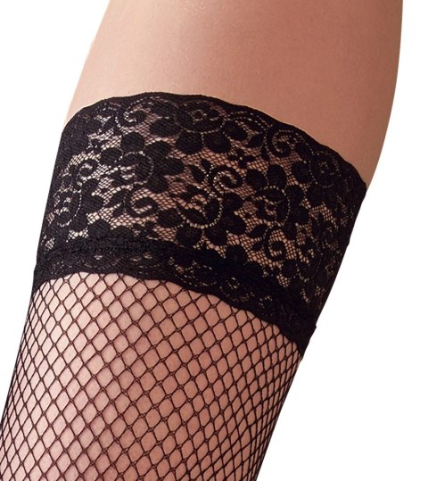Cottelli LEGWEAR Pończochy kabaretki z szeroką koronką czarne