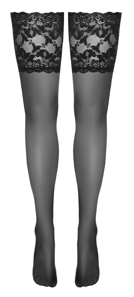 Cottelli LEGWEAR Pończochy samonośne czarne koronka 20 den 14cm