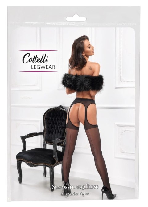 Cottelli LEGWEAR Rajstopy z koronką i szwem, czarne, 20 DEN