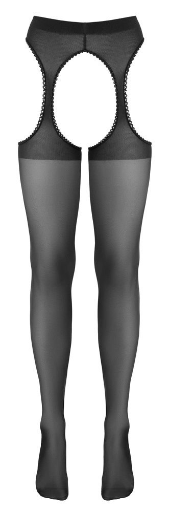 Cottelli LEGWEAR rajstopy czarne z koronką i szwem 20 den