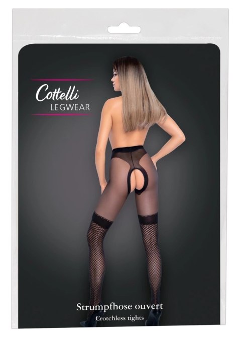 Cottelli LEGWEAR rajstopy z siateczką, czarne, otwarty fason, 30 den