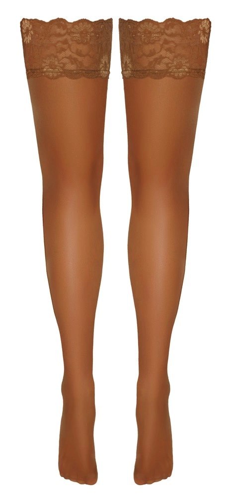 Cottelli Legwear Pończochy Beżowe z Koronką 20 den, silikon, 9 cm