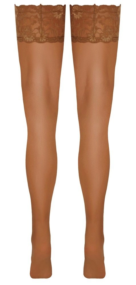 Cottelli Legwear Pończochy Beżowe z Koronką 20 den, silikon, 9 cm