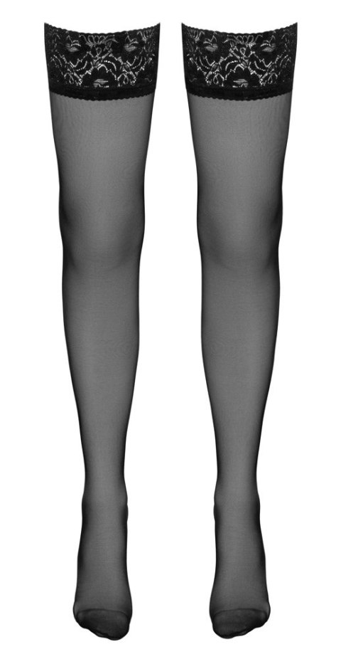 Cottelli Legwear Pończochy Czarne Koronka Szew Tył Silikon 3