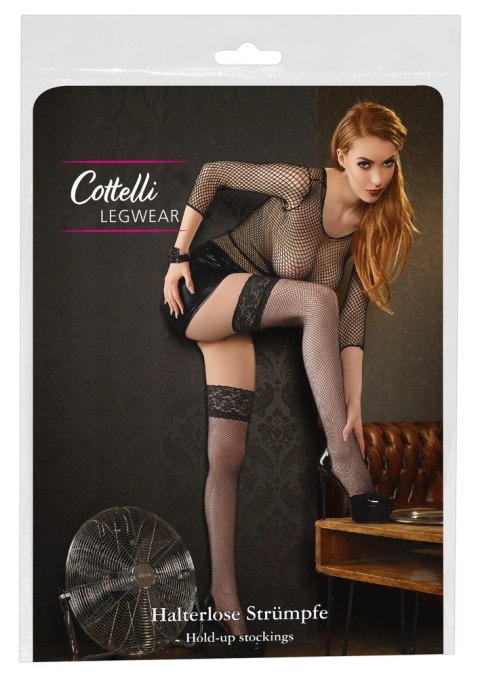 Cottelli Legwear pończochy kabaretki z koronką 10 cm czarne