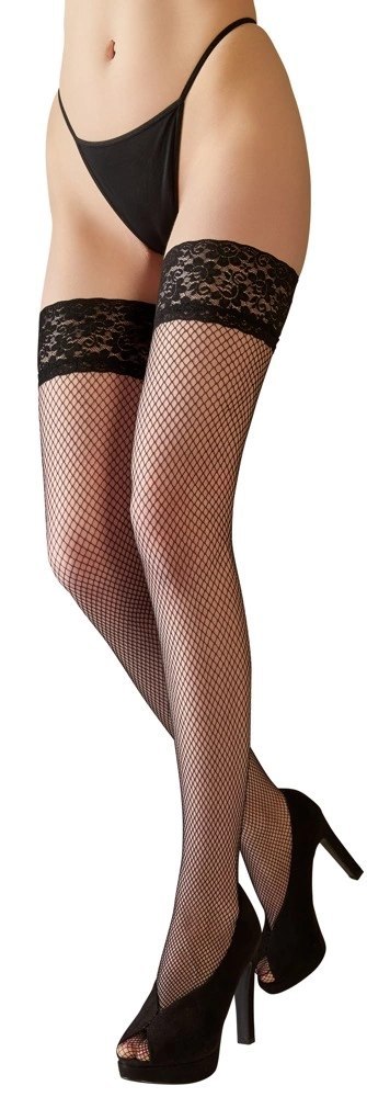 Cottelli Legwear pończochy kabaretki z koronką 10 cm czarne