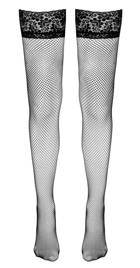 Cottelli Legwear pończochy kabaretki z koronką 10 cm czarne