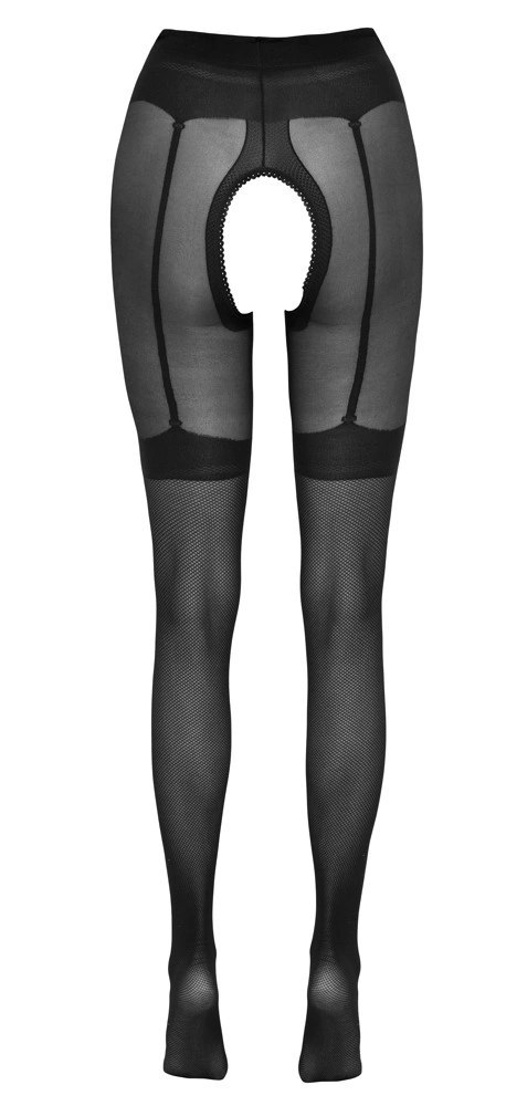 Cottelli Legwear rajstopy czarne 30 den z efektem pończoch open crotch