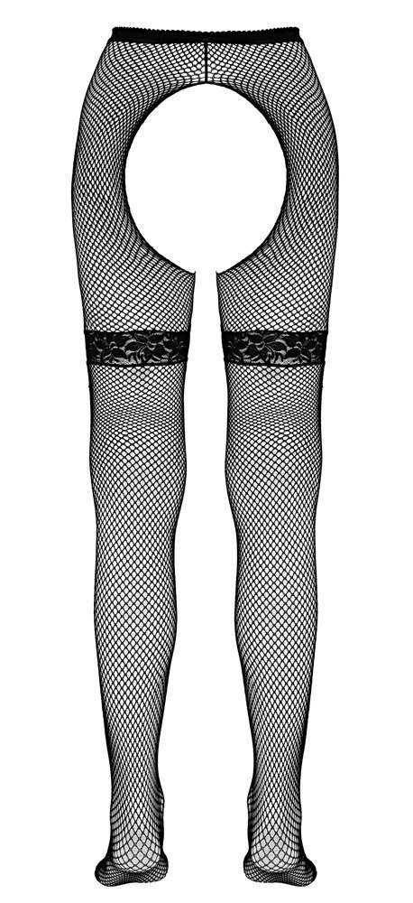 Cottelli Legwear rajstopy kabaretki z koronką czarne S/M