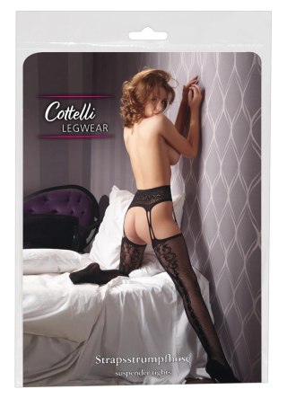 Cottelli Legwear rajstopy z pasem i otwartą strefą S/M czarne siateczka