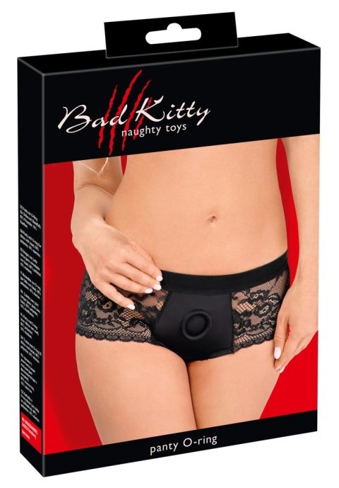 Bad Kitty Black Lace Panty System O-ring L - koronkowy pas z pierścieniem