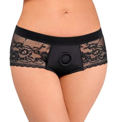 Bad Kitty Black Lace Panty System O-ring L - koronkowy pas z pierścieniem