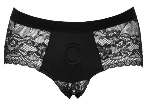 Bad Kitty Black Lace Panty System O-ring L - koronkowy pas z pierścieniem