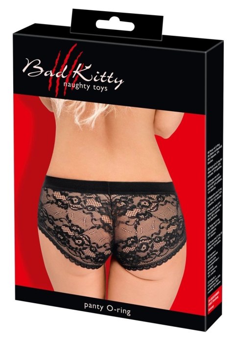 Bad Kitty Black Lace Panty System O-ring L - koronkowy pas z pierścieniem