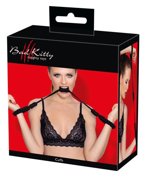 Bad Kitty Cuffs Rope czarne linowe opaski na ręce rozmiar 2 bawełna