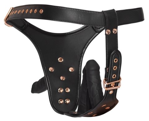 Bad Kitty Strap-On 3D z trzema elementami silikonowymi czarne S/M