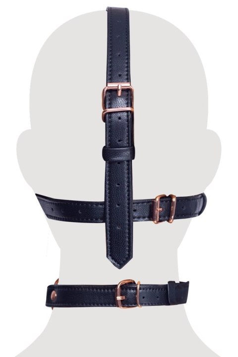 Bad Kitty Uprząż z okrągłym kneblem czarny, regulacja, O4 cm