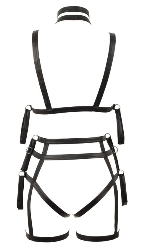 Bad Kitty Zestaw uprzęży paseczkowych czarny L/XL regulowany