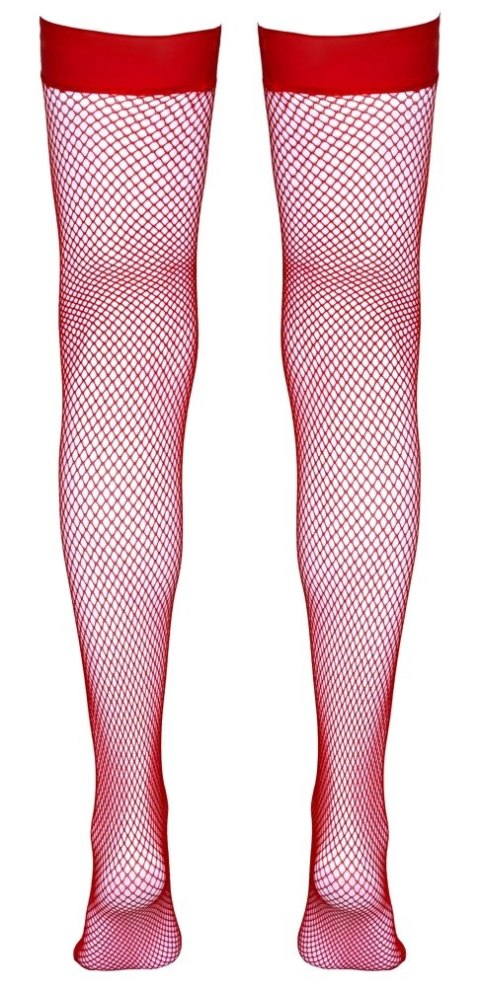 Cottelli LEGWEAR Pończochy kabaretki czerwone L z silikonową opaską