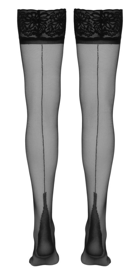 Cottelli LEGWEAR Pończochy z ozdobnym szwem i koronką 20DEN czarne