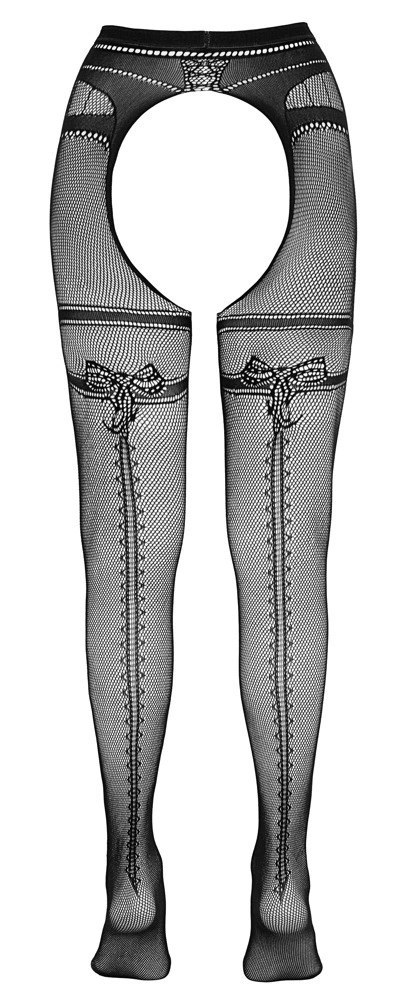 Cottelli LEGWEAR rajstopy siateczkowe z podwiązką czarne S/M