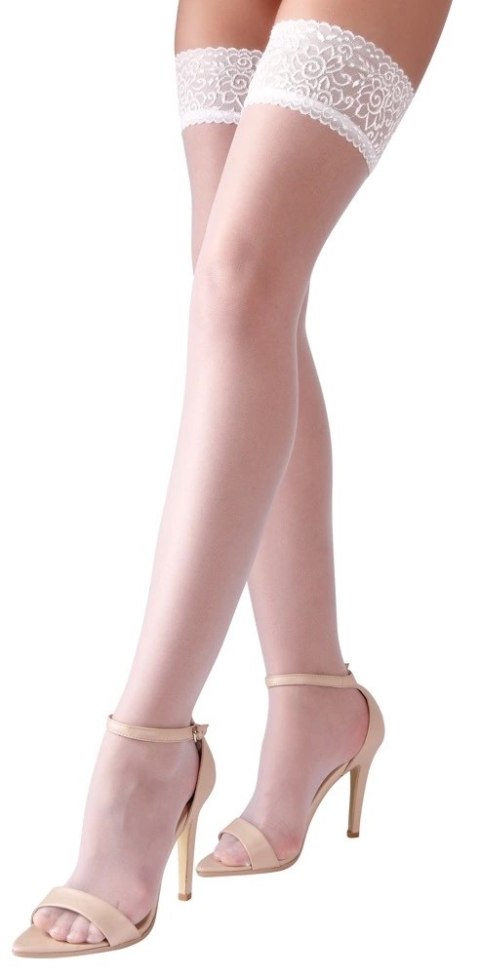 Cottelli Legwear Białe Pończochy Koronka 17DEN M OekoTex