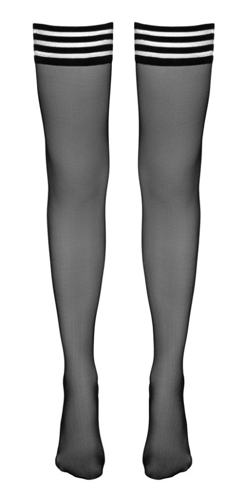 Cottelli Legwear Pończochy Samonośne Czarny Pasiasty Top M 17 den