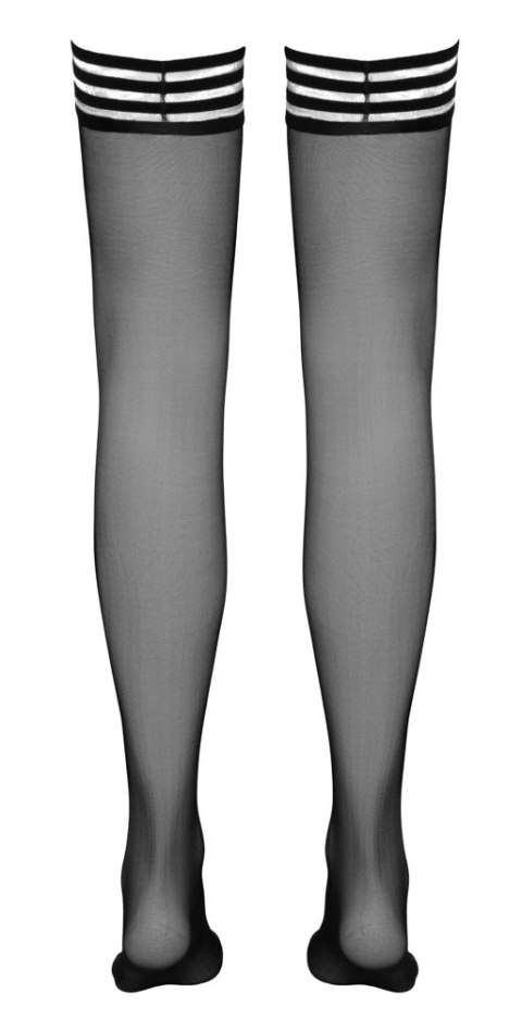 Cottelli Legwear Pończochy Samonośne Czarny Pasiasty Top M 17 den