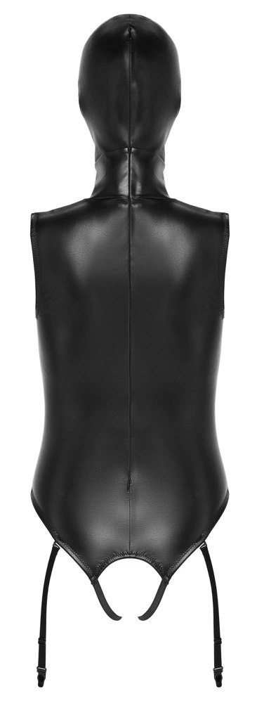 Bad Kitty Body XL z maską, imitacja skory, otwarte elementy, czarne