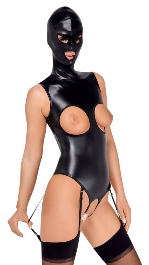 Bad Kitty Body Skorzane Ouvert z Maską 2XL Regulowane Czarne