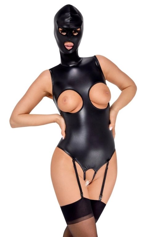 Bad Kitty Body Skorzane Ouvert z Maską 2XL Regulowane Czarne