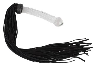 Bad Kitty Flogger z szklanym uchwytem i końcowką anatomiczną, czarny 64 cm