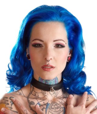 Bad Kitty Obroża na szyję skorzana czarna z metalowym pierścieniem 49 cm