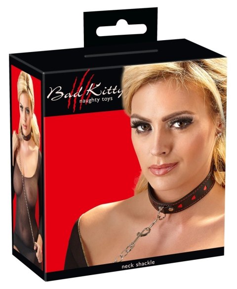 Bad Kitty Obroża regulowana czarna z łańcuszkiem srebrnym 78cm