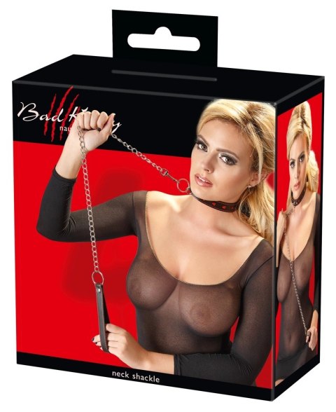 Bad Kitty Obroża regulowana czarna z łańcuszkiem srebrnym 78cm