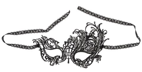 Cottelli Accessories czarna maska na oczy z haftem i koronkową wstążką