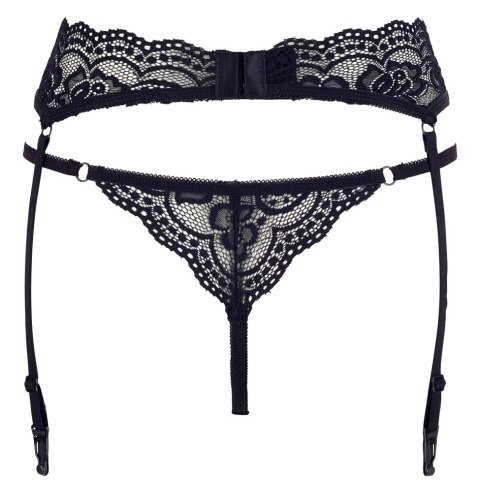 Cottelli Collection Lingerie Pas do Pończoch i Stringi Koronka Czarny L