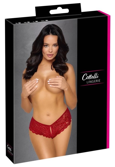 Cottelli Lingerie Figi koronkowe czerwone z otwartą konstrukcją M