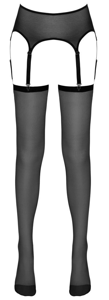 NO:XQSE Pas do Pończoch Siateczkowy z Pończochami Czarny L/XL