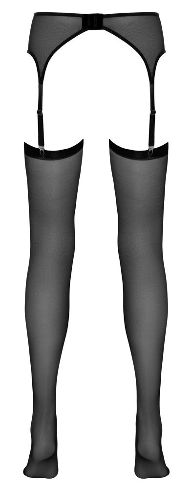 NO:XQSE Pas do Pończoch z Siateczki + Czarne Pończochy S/M Powernet