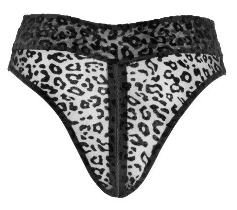 Noir Lingerie majtki siateczkowe L, czarne z motywem panterki, wysoki stan