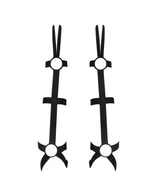 Obsessive Armares czarne rękawice z paskow i pierścieni regulowane