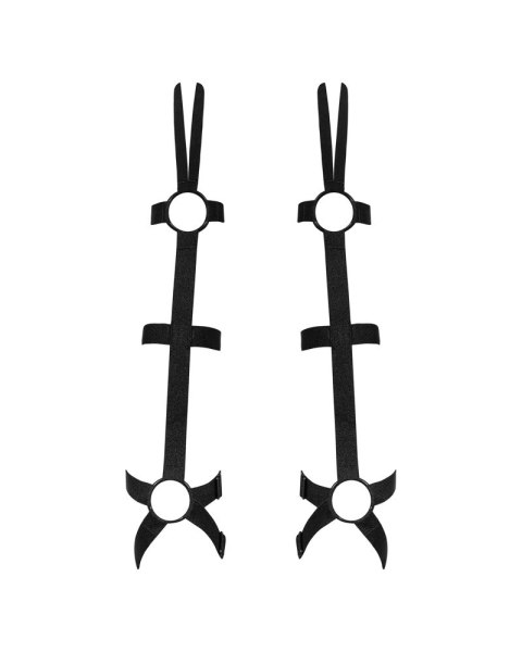 Obsessive Armares czarne rękawice z paskow i pierścieni regulowane