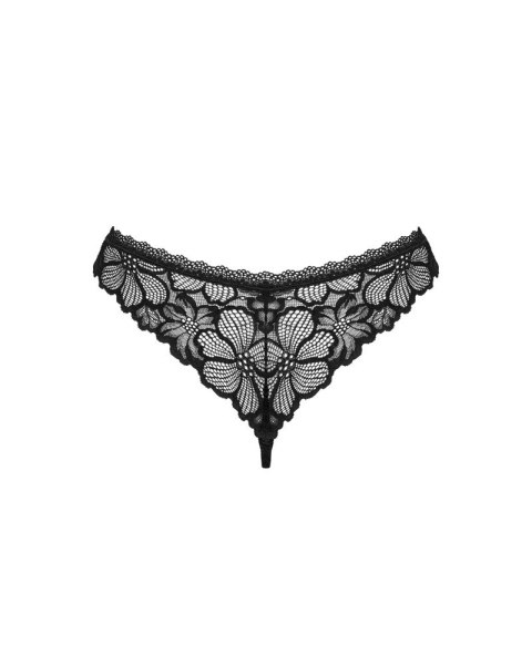 Obsessive Serafia stringi czarne XL/2XL koronka biżuteryjny detal