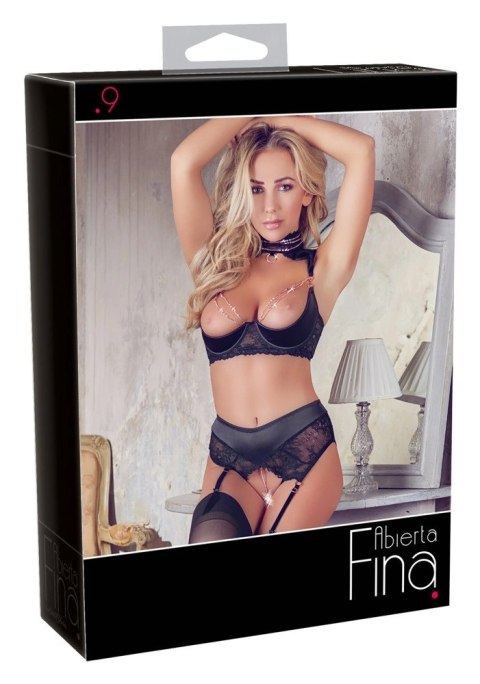 Abierta Fina Komplet koronkowy 85B/L - biustonosz i stringi z paskami