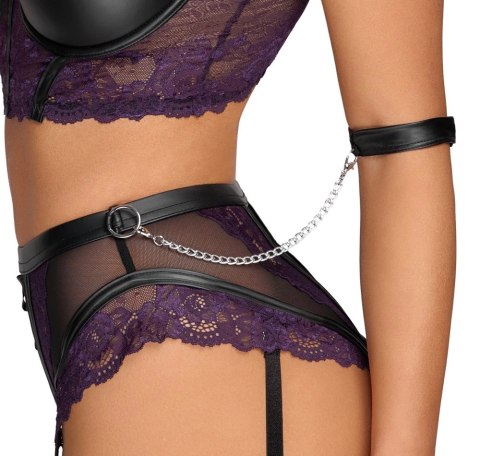 Cottelli Bondage komplet koronkowy fioletowy 85B/L z akcesoriami