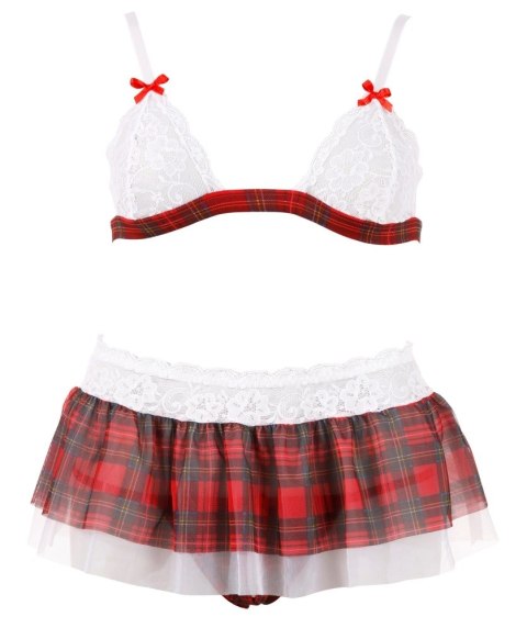 Cottelli Collection Komplet 3-częściowy kratka z białą koronką M