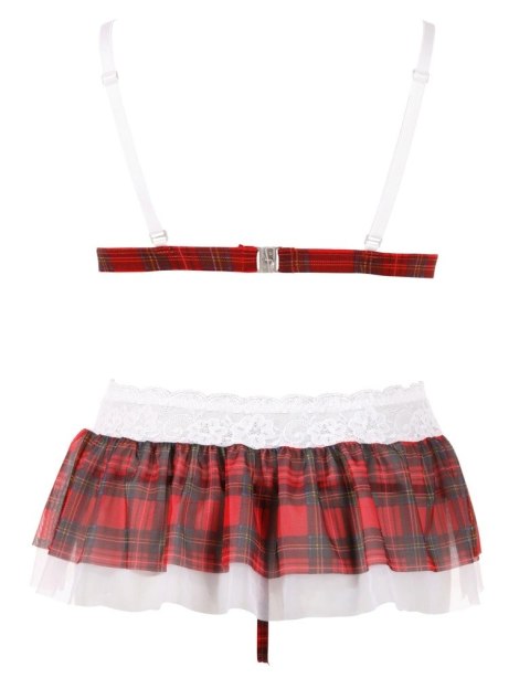 Cottelli Collection Komplet 3-częściowy kratka z białą koronką M