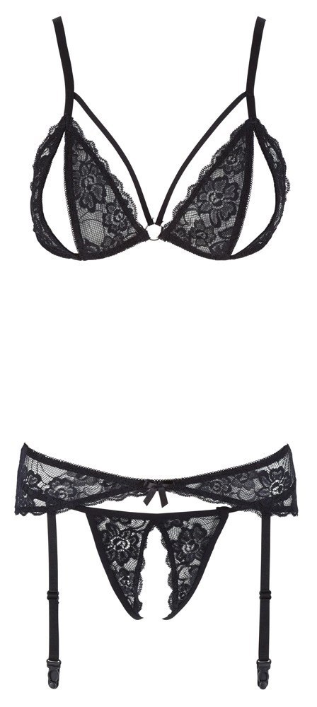 Cottelli Collection Zestaw Lingerie 3-częściowy Czarna Koronka L